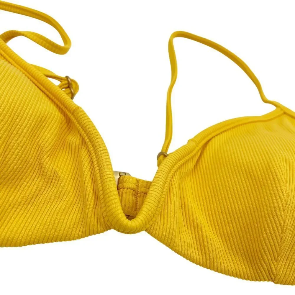 L*Space Helena Underwire Bikini Top Sunshine Gold Size Medium NEW